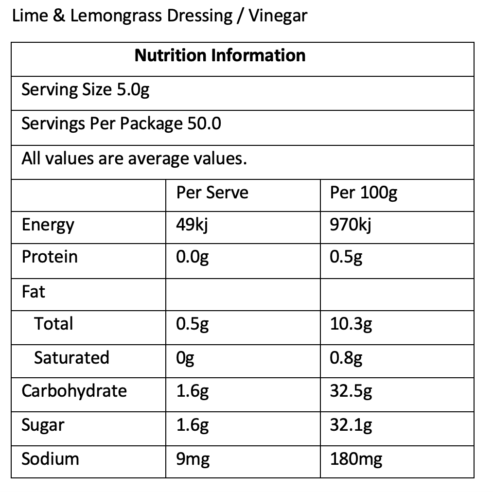 Lime & Lemongrass Dressing